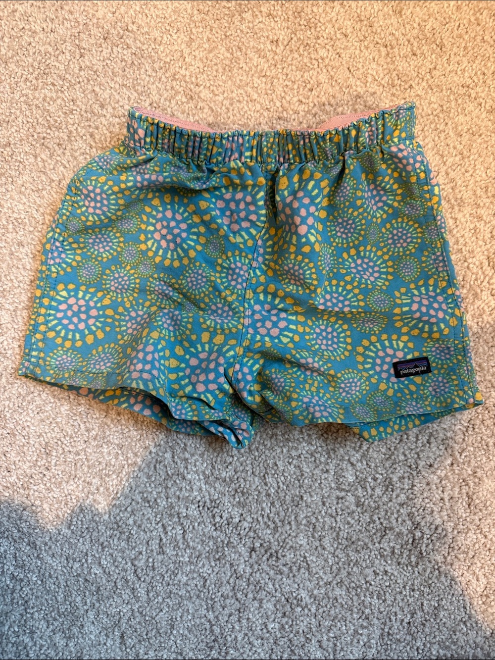 Patagonia Women's Teal Floral Elastic-Waist Athletic Shorts